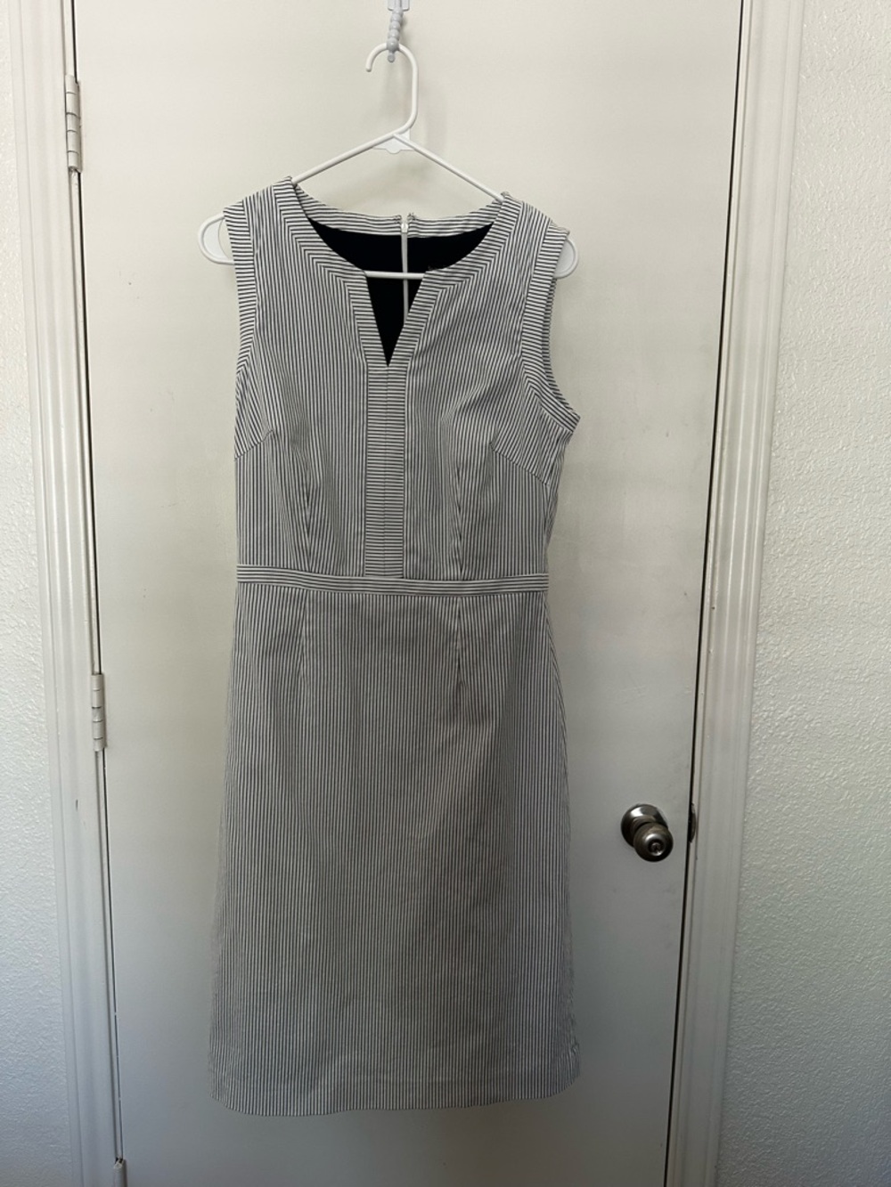 long tall sally grey & white Pinstripe Sleeveless Midi Dress